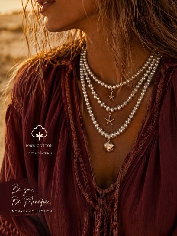 گردنبند مروارید طلا ۱۸ عیار